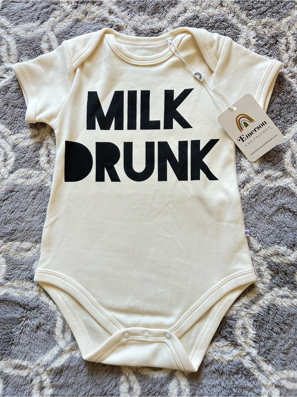 'Milk Drunk' Emerson and Friends Cream Baby One-Piece Size 6-12M